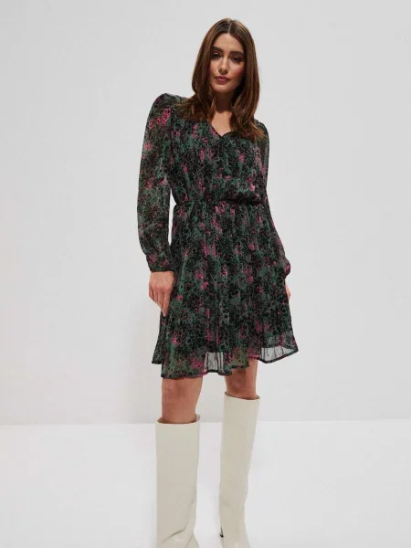 Rochie Moodo cu model floral negru