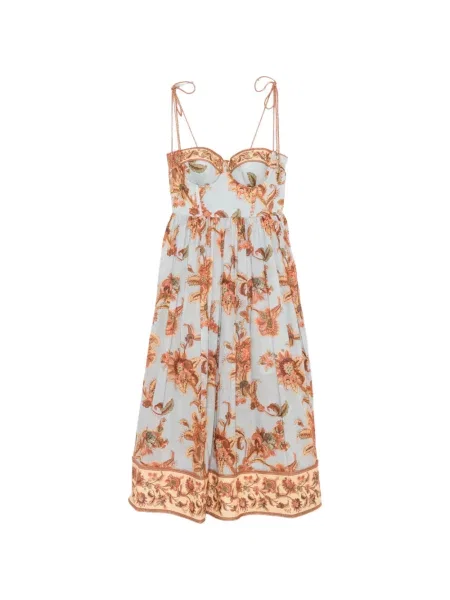 Rochie midi Zimmermann cu model floral cu imagine albastru