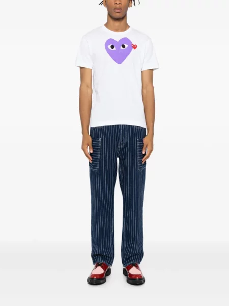 Marškinėliai Comme Des Garçons Play su širdelėmis balta