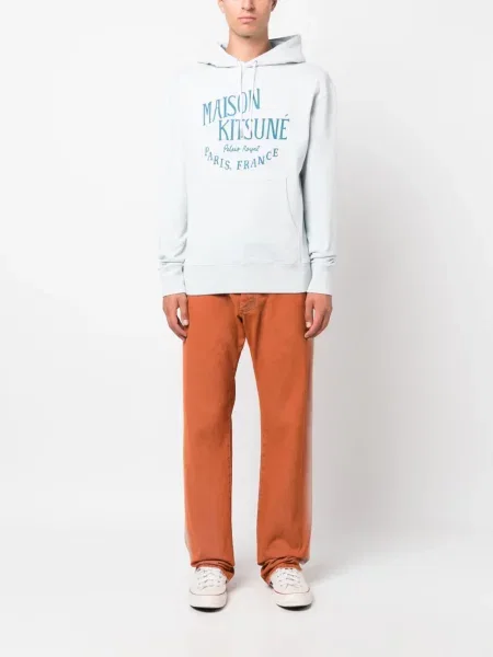 Суичър с качулка Maison Kitsuné с принт синьо