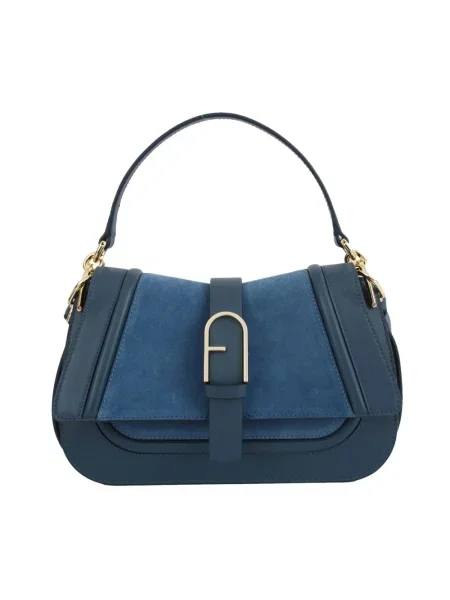 Top Furla skórzany niebieski