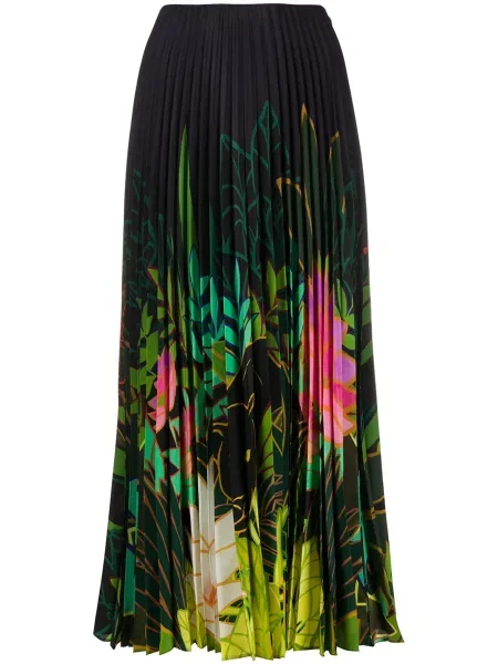 Fusta plisata Valentino Garavani cu model floral cu imagine plisată albastru