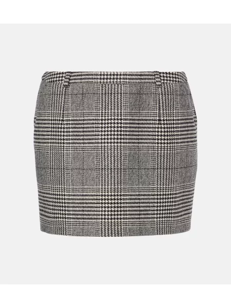 Fustă Dolce&gabbana de lână în carouri negru