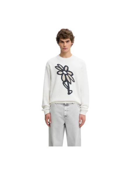 Sweter Maison Kitsune w abstrakcyjne wzory biały