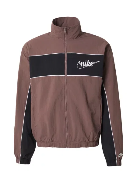 Nike Sportswear Geacă de primăvară-toamnă CLUB ciocolatiu / negru alb