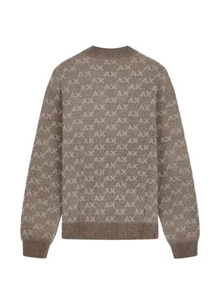Pulover Armani Exchange cu autograf maro