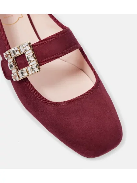 Pantofi cu toc Roger Vivier din piele de căprioară roșu
