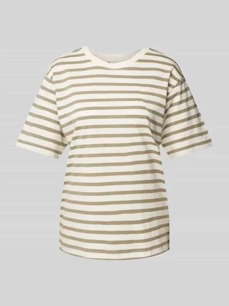 T-shirt z prążkowanym okrągłym dekoltem Jake*s Casual