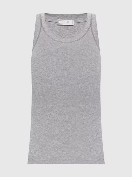 Меланжевий топ в рубчик з ланцюжком Peserico сірий