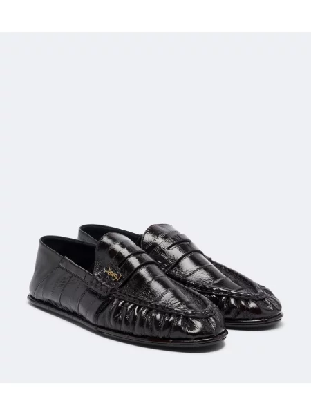 Pantofi loafer Saint Laurent din piele maro