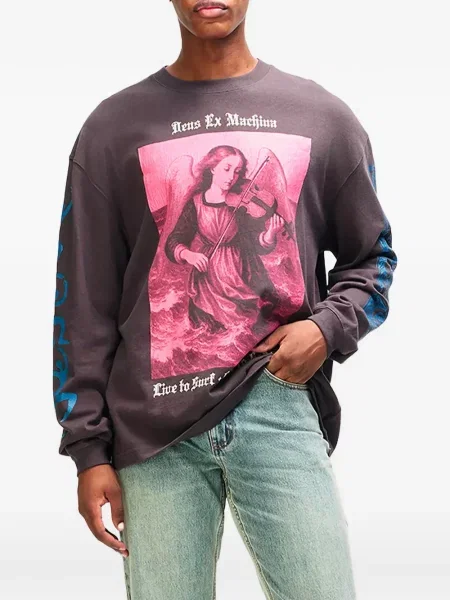 Lung tricou Deus Ex Machina cu imagine gri