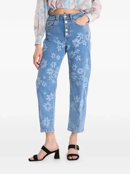 Blugi Desigual cu model floral cu imagine albastru