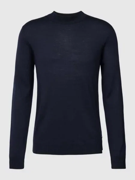Sweter o kroju regular fit z czystej żywej wełny model Davide' Joop! Collection niebieski