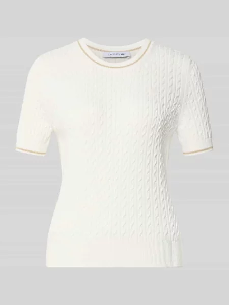 Lacoste T-shirt swetrowy z bawełną beżowa
