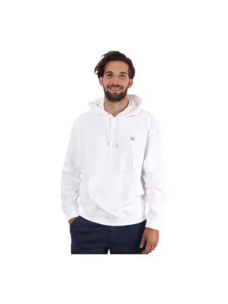 Bluza z kapturem Calvin Klein z kapturem biała