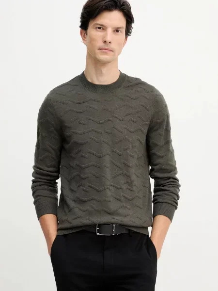 Armani Exchange pulóver gyapjúkeverékből zöld