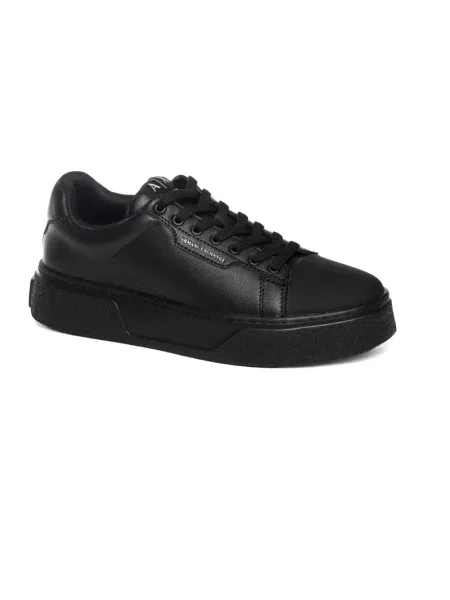 Sneakersy Armani Exchange skórzane na platformie czarne
