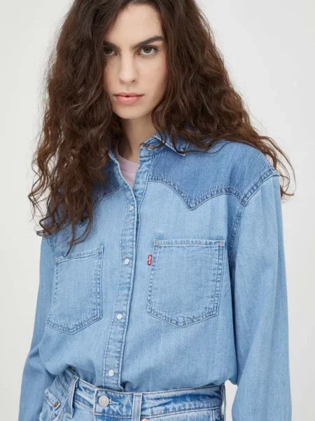 Levi's camasa jeans femei cu guler clasic regular albastru