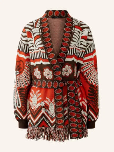 Oui Svetr červená / tmavě hnědá bílá