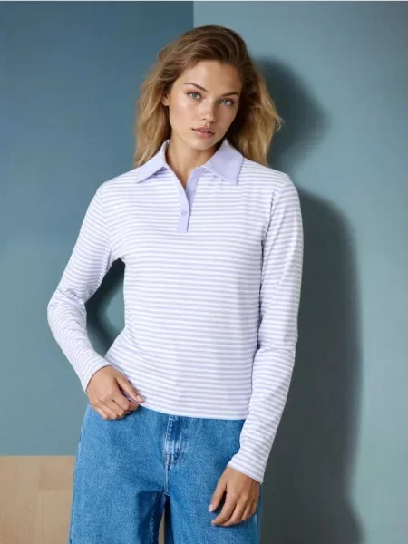 Сорочка поло в смужку light blue синє