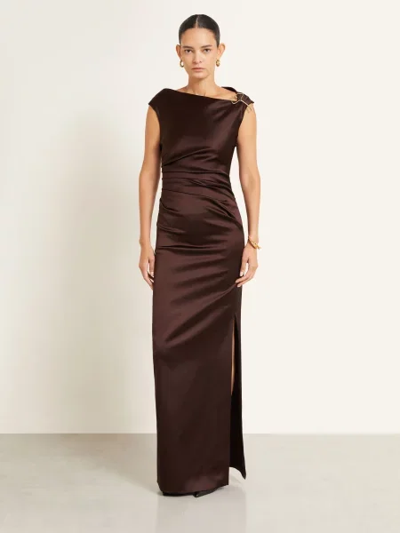 Max Mara Večerní Šaty Dream tmavě hnědá