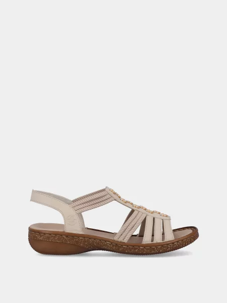 Кожаные босоножки Rieker бежевые