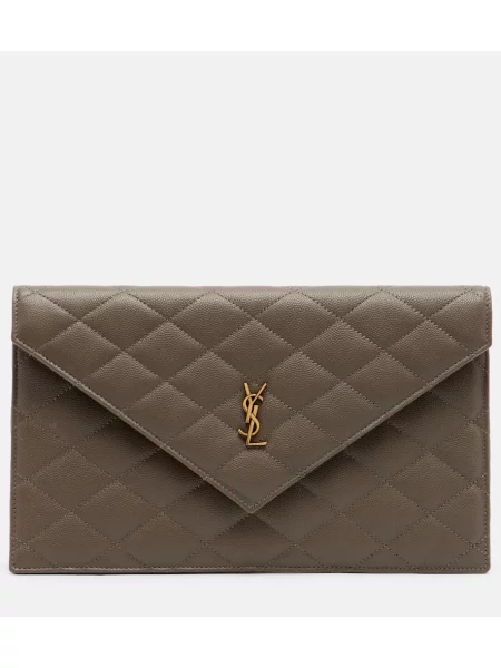Geantă plic Saint Laurent din piele gri
