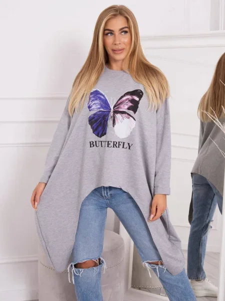 Bluza Kesi s potiskom siva