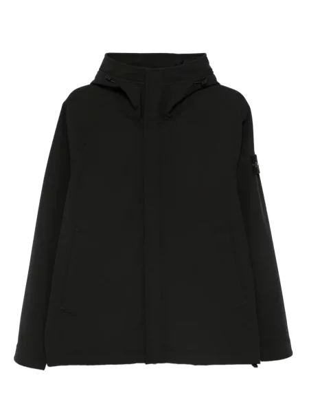 Парка Stone Island с качулка от софтшел камъни черно