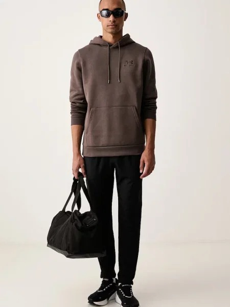 Under Armour hanorac cu glugă bărbătesc cu Essential Fleece maro