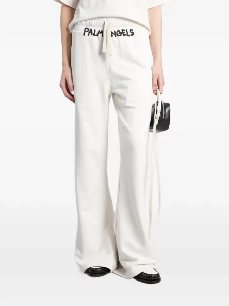 Pantaloni Palm Angels cu imagine alergare cu cordon alb