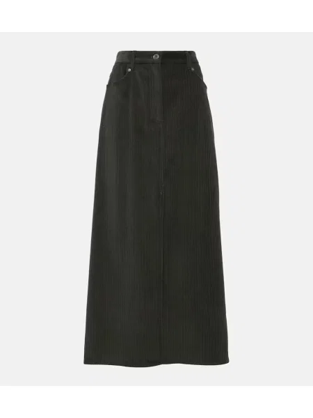 Fusta maxi Brunello Cucinelli de catifea cord negru