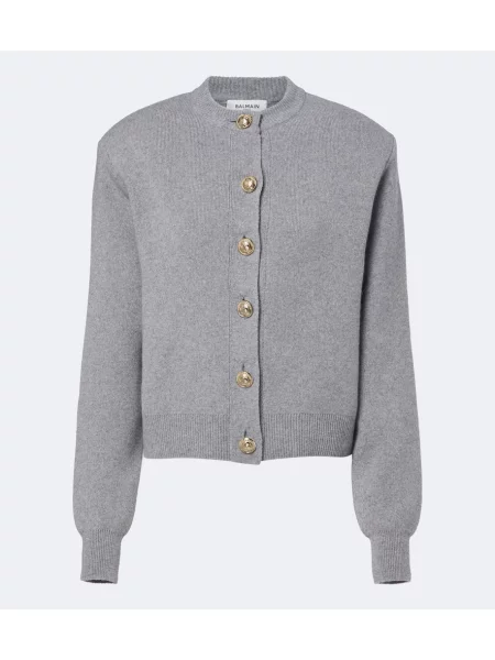 Cardigan Balmain de lână gri