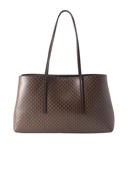Geantă Calvin Klein Emblem Aop Medium Work Tote închis maro