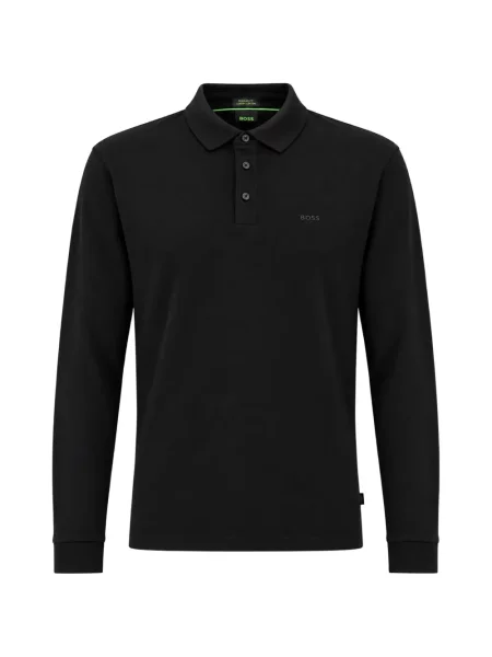 Długa koszulka polo Boss z logo czarna