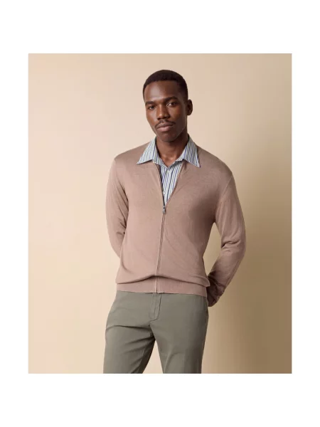 Kardigan Brooks Brothers z kaszmiru beżowy