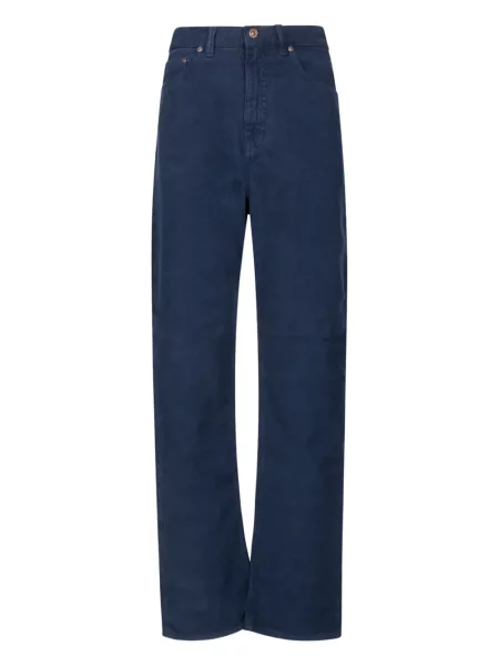 Blugi Victoria Beckham de catifea cord albastru