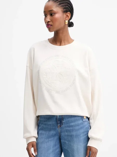 Bluza z kapturem Guess z kapturem beżowa