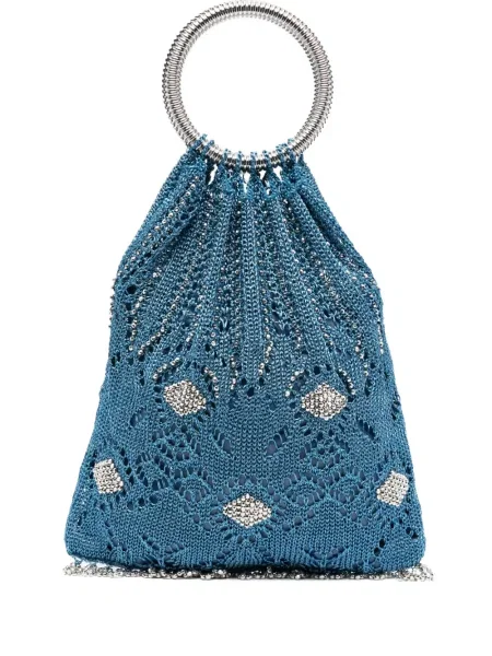 Torebka Rabanne z koralikami niebieska