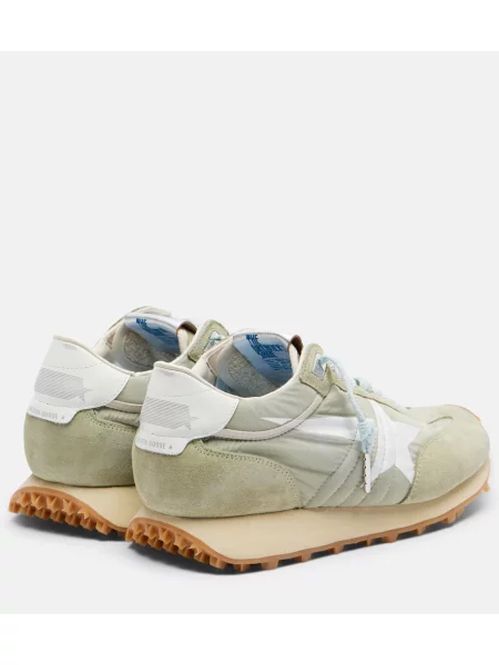 Tek tekaški copati Golden Goose Running iz semiša zelena