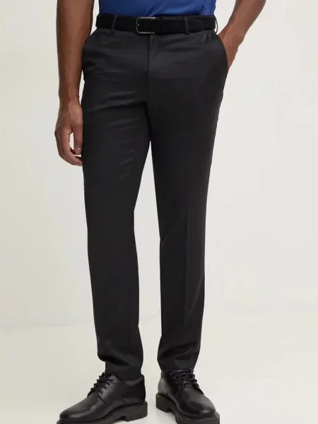 BOSS pantaloni de lana negru