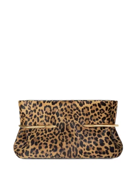 Geantă plic Givenchy din piele cu model leopard maro