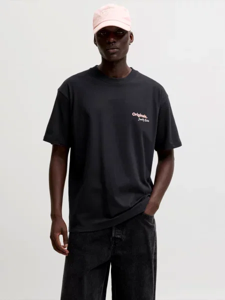 JACK & JONES Tričko pastelovo ružová / čierna biela