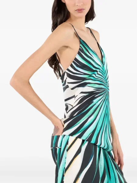 Top Roberto Cavalli de mătase cu imagine albastru