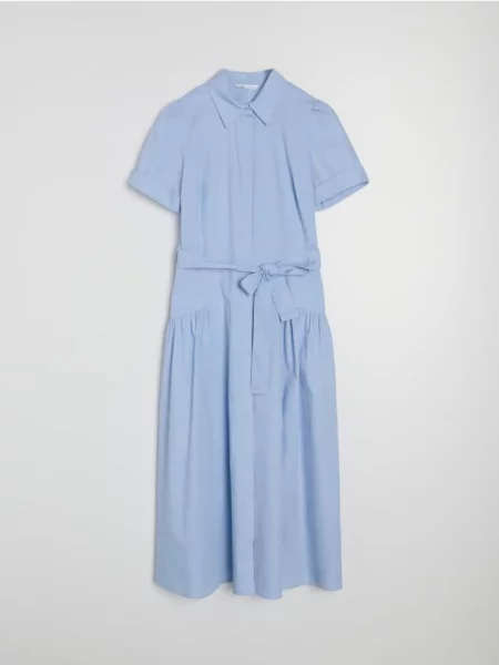 Міді сукня-сорочка з коротким рукавом light blue синя