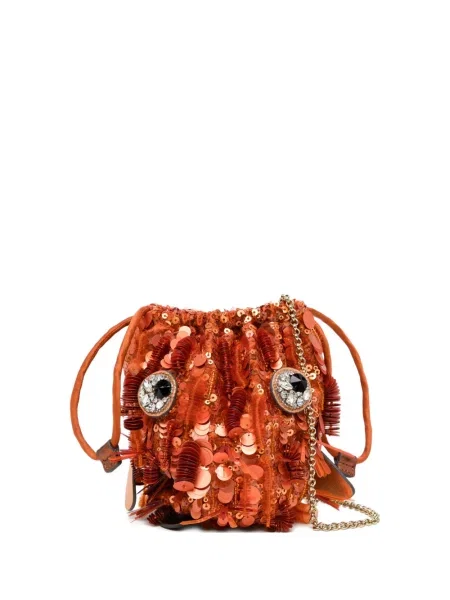 Geanta crossbody Anya Hindmarch cu paiete portocaliu