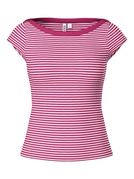 PIECES Tricou PCSof magenta / murdar alb