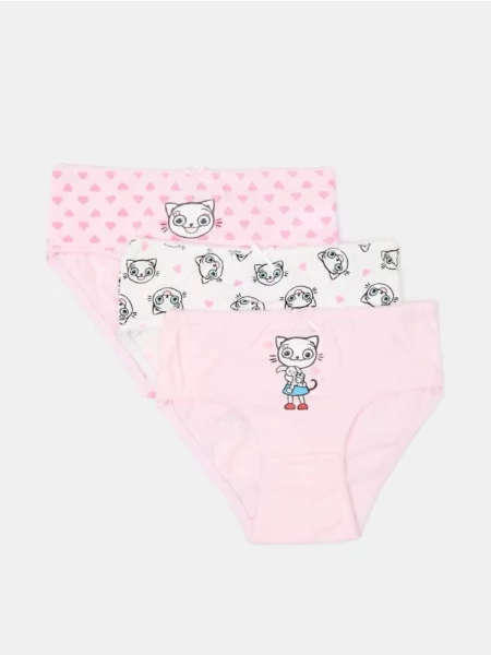 Sinsay kalhotky s potiskem Kočička Kočička 3 pack vícebarevná