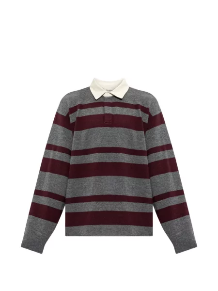Lung tricou polo Frame cu dungi gri
