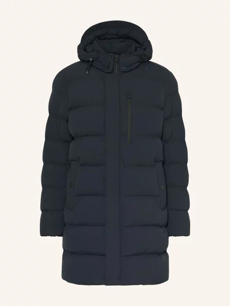 Woolrich Péřový Kabát S Odnímatelnou Kapucí tmavě modrá